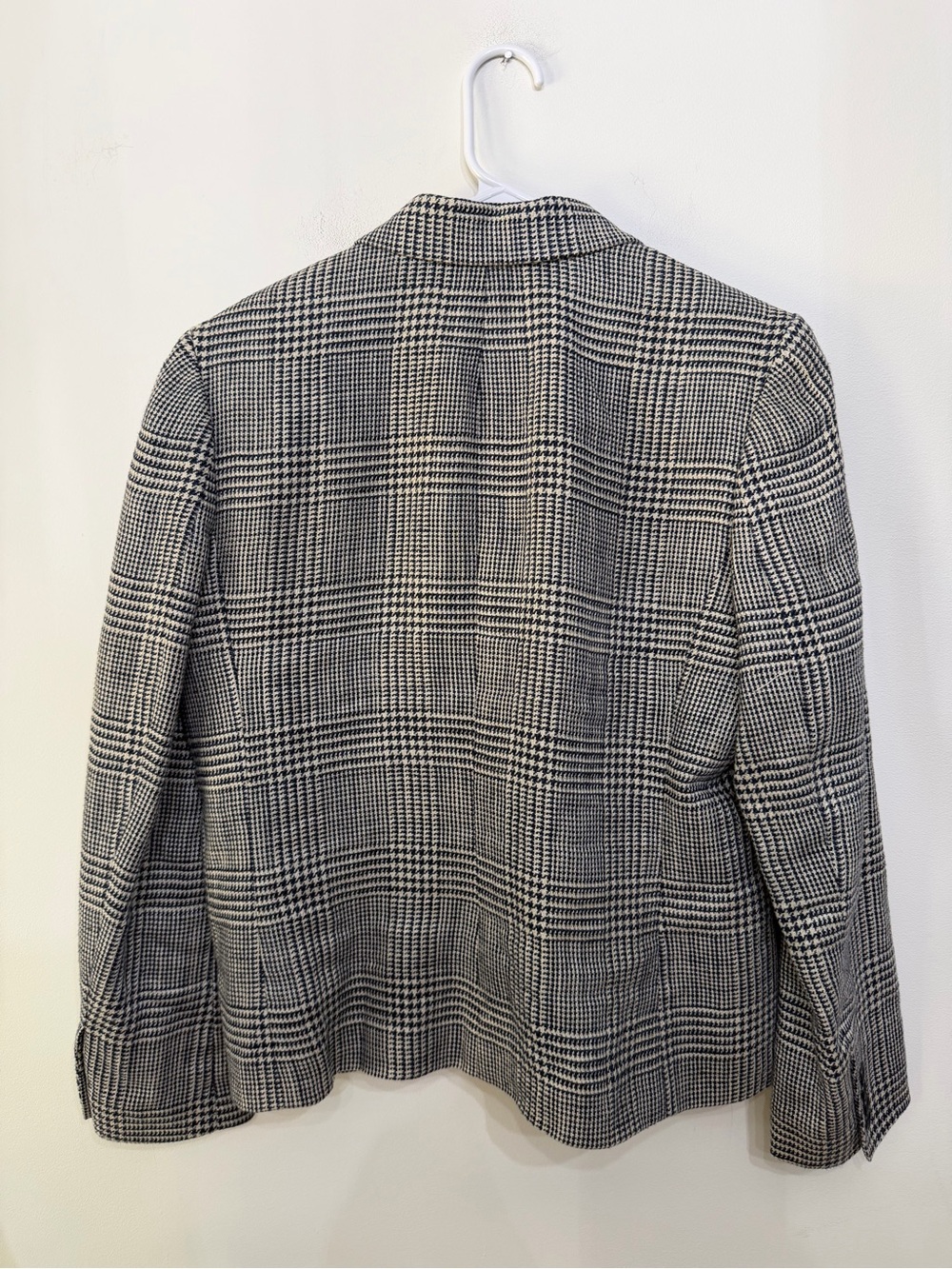 Vtg Lauren Ralph Lauren Linen Houndstooth Blazer Jacket CBK Navy Beige Womens 12 - Picture 5 of 8